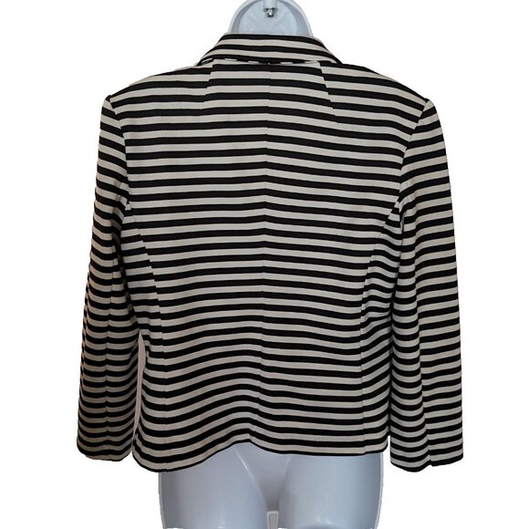ELLEN TRACY BLAZER jacket Sz MEDIUM striped NAUTICAL VIBES OFFICE PREPPY **WOW** - Picture 4 of 12